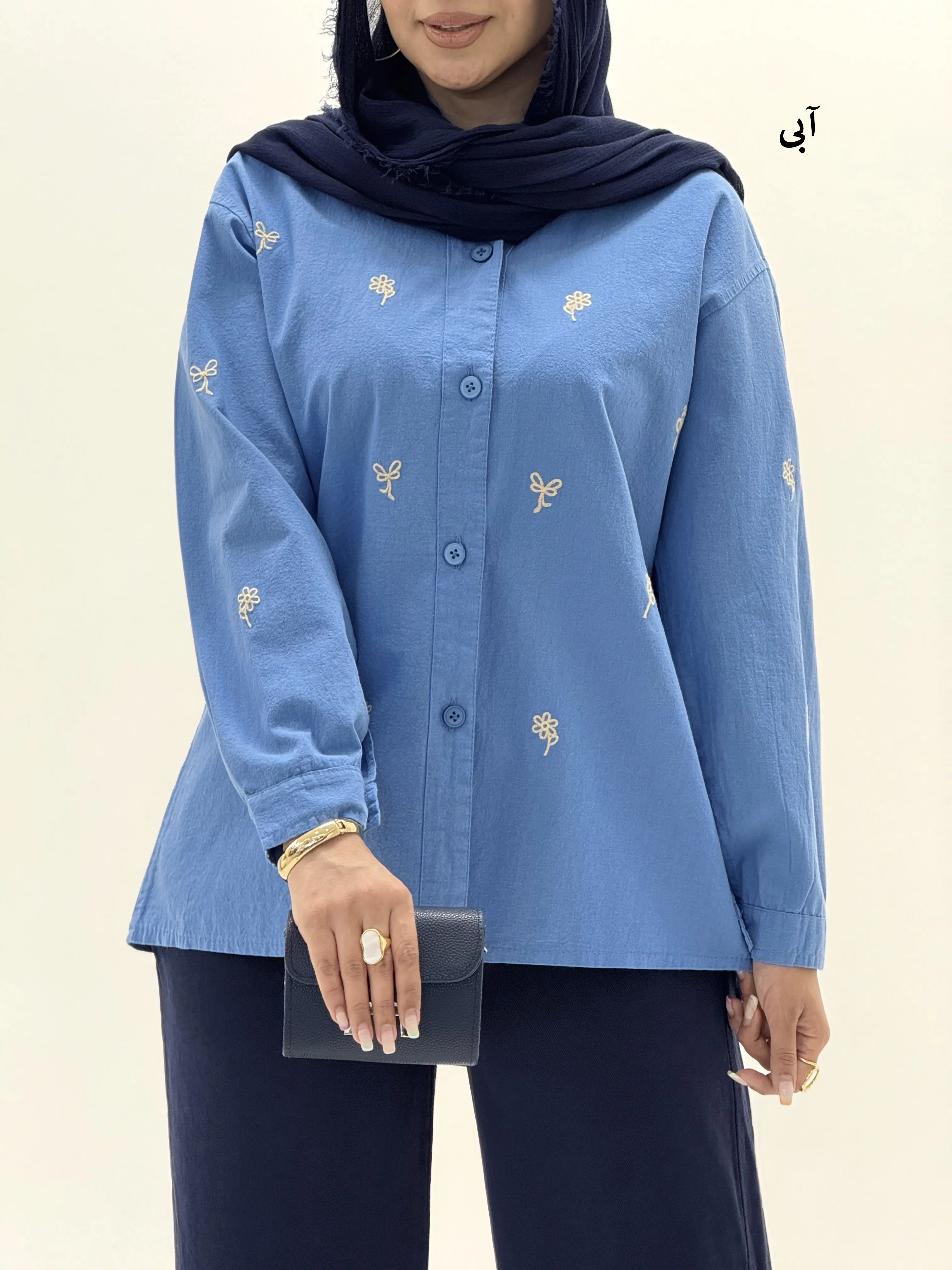 4571-شومیز لینن گلدوزی مایرا
